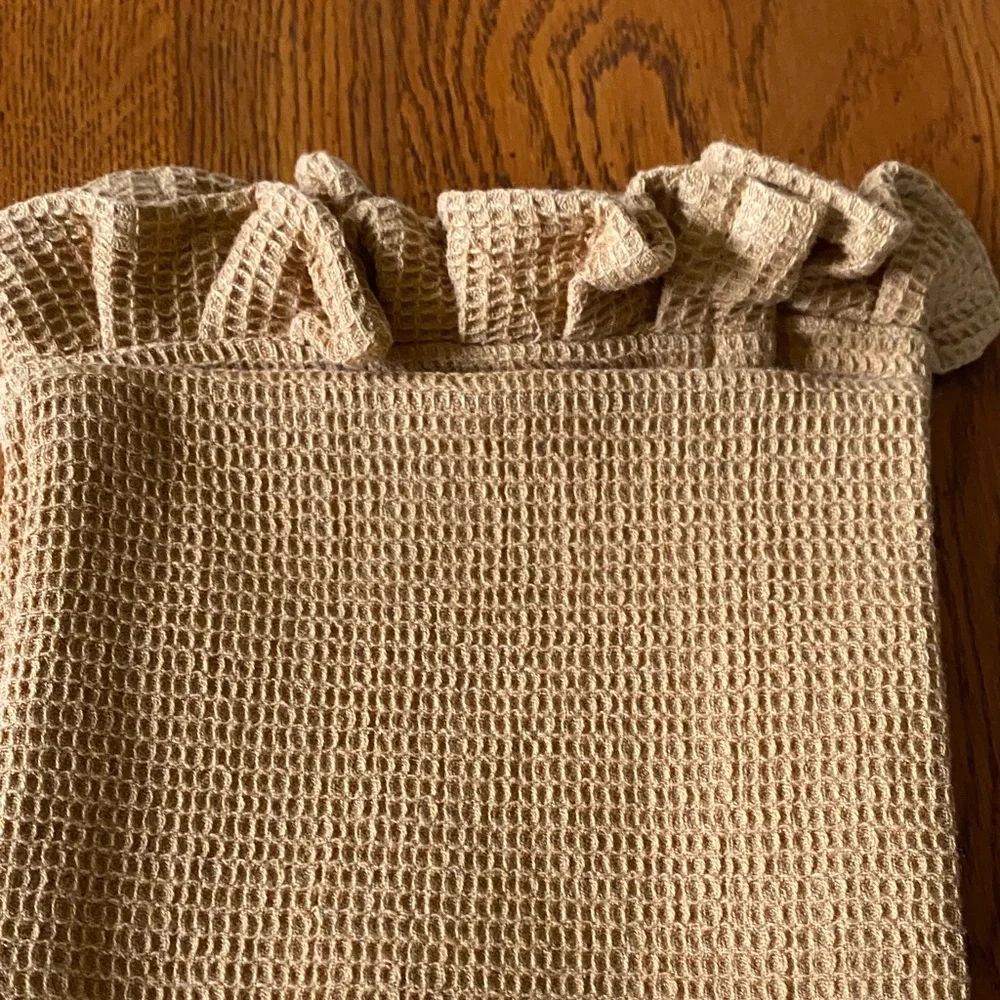 Creative Co-Op Yellow Waffle Weave Kitchen Towel with Ruffle